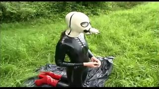 Girl goes crazy for latex